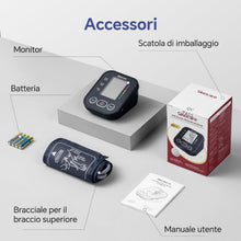 Carica l'immagine nel visualizzatore di Gallery, Sinocare Misuratore di Pressione da Braccio (22-42cm) con Indicatore di Rischio, Monitoraggio Domestico dell'Ipertensione, Modalità Doppio Utente con 2x99 Posizioni di Memoria, Rilevamento Aritmie