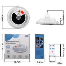Carica l'immagine nel visualizzatore di Gallery, Lampadina da Lavoro Sospensione, Lampada da Campeggio Solare USB Ricaricabile con Telecomando, Lampada da Esterno IPX7 I