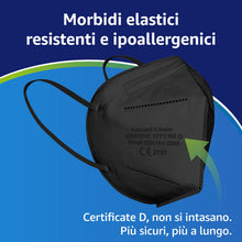 Carica l'immagine nel visualizzatore di Gallery, Polonord Adeste 50 Mascherine FFP2 nere CertCE | Buste singole sigillate