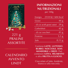 Carica l&#39;immagine nel visualizzatore di Gallery, Lindt Calendario Avvento Albero, Praline di Cioccolato Assortite in confezione natalizia, Formato 221g
