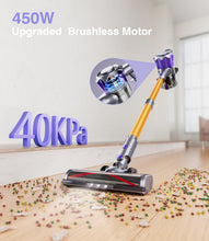 Carica l'immagine nel visualizzatore di Gallery, EUARY Aspirapolvere Senza Fili 40Kpa&amp;450W, 50Mins Scopa Elettrica Senza Aspirapolvere Senza Fili Potente, 11 Stadi Filtrati OLED Smart Anti-Avvolgimento, per Peli Animali/Pavimenti/Tappe