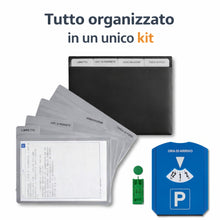 Carica l'immagine nel visualizzatore di Gallery, Kit Portadocumenti Auto e Moto con Scomparti + Disco Orario Multifunzione – Organizer Documenti con Raschietto Ghiaccio,