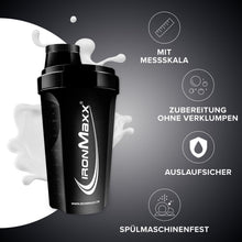 Carica l'immagine nel visualizzatore di Gallery, IronMaxx Eiweiß Shaker - 700 ml - Schwarz | Shaker Proteico con Tappo a Vite | Antigoccia | BPA/DEHP Free | Lavabile | Scala Graduata