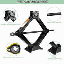 Carica l'immagine nel visualizzatore di Gallery, Cric per Auto 2T, Crick Auto epoca, Martinetto per Auto con Chiave a Cricchetto, Cric Voiture Electrique, Ponte Sollevatore Auto, Cric Auto Professionale, per Auto, Camion, Berline, Furgoni