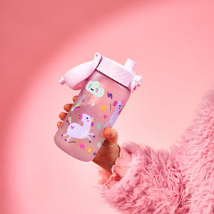 Ion8 Borraccia per Bambini, 350ml, a Prova di Perdite, Facile da Aprire, Serratura Sicura, Lavabile in Lavastoviglie, Senza BPA, Maniglia per il Trasporto, Facile Pulizia, Design Unicorni