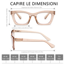 Carica l'immagine nel visualizzatore di Gallery, Occhiali da lettura da donna alla moda con blocco della luce blu e cerniere a molla