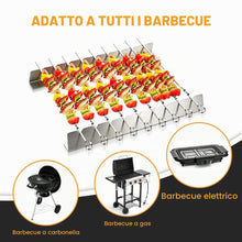 Carica l'immagine nel visualizzatore di Gallery, Set Spiedini Barbecue in Acciaio Inox, 30 Spiedini per Barbecue da 40cm e 2 Supporti a 9 Posizioni, Accessori Barbecue P