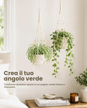 Carica l'immagine nel visualizzatore di Gallery, Bamworld Portavasi Sospeso Macrame per Piante da Interno 85 cm, Cesto Appendibile con Perline Legno, Senza Nappe Decoraz