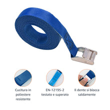 Carica l'immagine nel visualizzatore di Gallery, Amazon Basics Cinghie di fissaggio, lunghezza 2.5 m, larghezza 25 mm, capacità di carico 150 kg, colore blu (confezione 