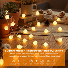 Carica l'immagine nel visualizzatore di Gallery, Catena Luminosa Esterno Interno, 60LEDs 10M Luci LED a Batteria con USB 8 Modalità FunZione Timer IP65 Impermeabile, Luc