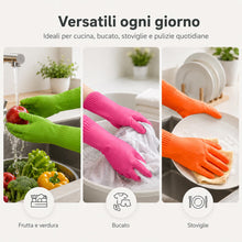 Carica l'immagine nel visualizzatore di Gallery, 3 Paia di Guanti in Gomma per Lavare i Piatti in Cucina, Guanti Antiscivolo per Lavare i Piatti Riutilizzabili e imperme