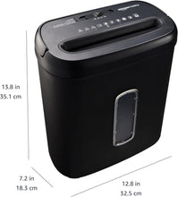 Carica l'immagine nel visualizzatore di Gallery, Amazon Basics - Distruggidocumenti con Taglio Incrociato, 8 Fogli, con Finestra Trasparente, per Documenti e Carte di Credito, Cestino da 14L, Nero