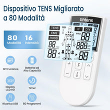Carica l'immagine nel visualizzatore di Gallery, GHTENS 5 in 1 Elettrostimolatore Muscolare Professionale, Ricaricabile 80 Modalità con TENS/EMS/RUSS/IF/DIY Massaggio, 2 Canali, 16 Intensità per Alleviare il Dolore