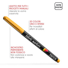 Carica l&#39;immagine nel visualizzatore di Gallery, 20 Pennarelli per Tessuti e Stoffa - Colori Atossici, Indelebili e Permanenti a Punta Fine - Ideali per Magliette, Borse in Stoffa e altri Tessuti - Per Bambini e Adulti