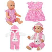 Carica l'immagine nel visualizzatore di Gallery, Aolso Vestiti per Bambole per New Born Baby Doll, Abito per Bambolotti 35-45CM, Vestito Stampa con Cappello, Regali per 