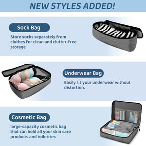 Organizer Valigie - 8 Pezzi Organizzatori Valigia Viaggio Salvaspazio - Set Organizer da Viaggio - Packing Cubes for Travel - Divisori Valigia per Vestiti, Scarpe, Cosmetici, Grigio