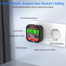Carica l'immagine nel visualizzatore di Gallery, Tester de Prese Elettriche, Tester per Circuiti Elettrici con Test RCD e Display LCD, Rilevatore Cavi Elettrici 6 tipi d