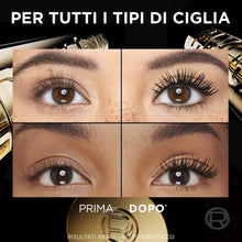 Carica l'immagine nel visualizzatore di Gallery, L'Oréal Paris Mascara Volumizzante, Ciglia a Ventaglio, Sguardo più Ampio, Adatto a Occhi Sensibili, Arricchito con 5% S