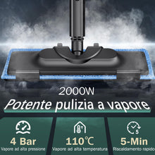 Carica l'immagine nel visualizzatore di Gallery, Pulitore a Vapore, 28 Accessori, 1,5 L 2000W, Pressione del Vapore 4 bar, Vapore Bloccabile, Potente Pulitore Vapore Casa per Rimuovere Sporco e Grasso da Pavimenti, Mobili Imbottiti e in Bagno