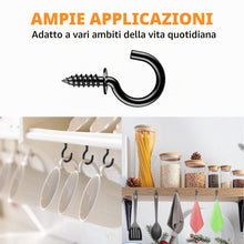 Carica l'immagine nel visualizzatore di Gallery, 100 ganci a vite neri con occhiello, vite a gancio da 1/2 pollici, per chiavi, piante, decorazioni