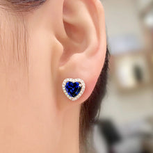 Carica l'immagine nel visualizzatore di Gallery, Navachi Orecchini a perno in argento Sterling 925 placcato oro bianco 18 carati 4,5 ct con rubino smeraldo, Pietra Cristallo, Zaffiro sintetico