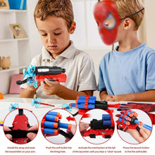 Carica l'immagine nel visualizzatore di Gallery, LIVESTN Set di 2 Spiderm Guanti per Bambino, Launcher Glove Guanti Launcher per Giochi con Spiderm Maschera e Spiderm Tatuaggi Spiderm Web Launcher Toy, Giocattolo Educativo per Bambini (D)
