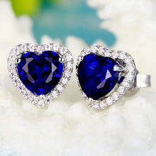 Carica l'immagine nel visualizzatore di Gallery, Navachi Orecchini a perno in argento Sterling 925 placcato oro bianco 18 carati 4,5 ct con rubino smeraldo, Pietra Cristallo, Zaffiro sintetico