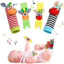 Carica l'immagine nel visualizzatore di Gallery, Vicloon Baby Rattle, 4 Pack Neonato Sonagli Calzini da Polso a Sonaglio per Bambini, Sonagli sensoriali, Giocattoli Soff
