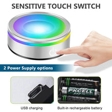 Carica l'immagine nel visualizzatore di Gallery, Base luminosa a LED, 2 pezzi di luci a LED, 6 colori, rotonde, con interruttore touch sensibile, base luminosa, base LED