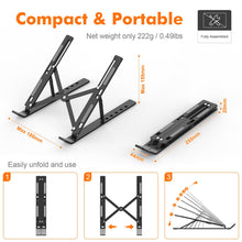 Carica l'immagine nel visualizzatore di Gallery, GRIFEMA GB1054B Supporto PC Portatile, Alluminio, Antiscivolo, Regolabile a 6 Angolazioni, Laptop Stand Compatibile con Laptop da 10-17,3 Pollici e Tablet - Nero