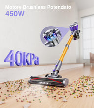 Carica l'immagine nel visualizzatore di Gallery, Tdyon Aspirapolvere Senza Fili 40Kpa&amp;450W, 50Mins Scopa Elettrica Senza Aspirapolvere Senza Fili Potente, 11 Stadi Filtrati OLED Smart Anti-Avvolgimento, per Peli Animali/Pavimenti/Tappe