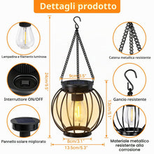 Carica l'immagine nel visualizzatore di Gallery, Lanterna Solare da Esterno, Metallo Impermeabile, LED Bianco Caldo, Accensione/Spengimento Automatico, Lanterna Decorati