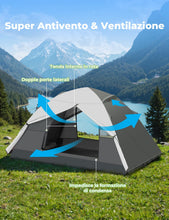 Carica l'immagine nel visualizzatore di Gallery, Gysrevi Tenda Campeggio per 2-3 Persone Tenda da Campeggio Doppia Porta Impermeabile &amp; Antivento Tenda Interna ed Esterna 2 in 1 Adatto per il Campeggio, Escursioni, Arrampicata, Escursioni, Viaggi di