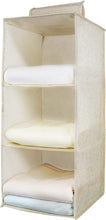 Carica l'immagine nel visualizzatore di Gallery, AiQInu Organizer Armadio da Appendere, Portatutto da Appendere con 3 Scomparti, Organizzatore Armadio, Lavabile Pieghevole, Salvaspazio Portaoggetti, Beige-3, 60x27x27cm