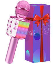 Carica l'immagine nel visualizzatore di Gallery, Microfono Karaoke Bluetooth per Bambini, Wireless con LED Flash &amp; Cambia Voce, Altoparlante Integrato Portatile, Compati