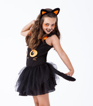 Carica l'immagine nel visualizzatore di Gallery, Rubies Costume tutù da gatto nero per bambina, top con stampa di gatto nero, fascia per capelli, tutù con coda e calze, 