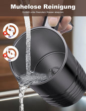 Carica l'immagine nel visualizzatore di Gallery, Montalatte Elettrico, 4 in 1 Montalatte Automatico Cappuccino, 580ML Montalatte in Acciaio per Schiuma di Latte Calda e Fredda, Cioccolata Calda, Cappuccino, Facile da Pulire (Nero)