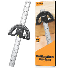 Carica l'immagine nel visualizzatore di Gallery, Preciva Goniometro Angolare 0-180° Acciaio Inox con Righello 30cm - Strumento Essenziale per Falegnameria e Misurazioni 