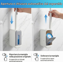 Carica l'immagine nel visualizzatore di Gallery, Scopino WC con 16 Testine di Ricambio in Spugna, Scopettino per Toilette con Supporto da Parete senza Forare, Accessorio per la Pulizia del Bagno, Casa e Hotel