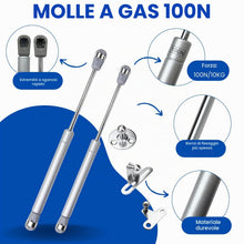 Carica l'immagine nel visualizzatore di Gallery, EVOTRADE Kit Ricambio Universale Pistoni a Gas 100N con Piastre di Montaggio e Viti, Lunghezza 265mm, Molle a Gas per An