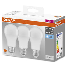 Carica l&#39;immagine nel visualizzatore di Gallery, Osram LED Base Classic A Lampada, a Forma di Lampadina con Attacco E27, non dimmerabile, Sostituisce 100 watt, Opaca, Bianco Freddo, 4000 Kelvin, Confezione da 3