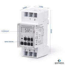 Carica l'immagine nel visualizzatore di Gallery, Sonero S-DOTH10 timer digitale per installazione su guida DIN nel pannello di controllo, 3600 W, display LCD, 10 program