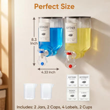 Carica l'immagine nel visualizzatore di Gallery, Confezione da 2 dispenser di sapone per bucato, dispenser per detersivo da parete, dispenser per ammorbidente per tessuti, dispenser per liquidi con beccuccio, per l'organizzazione e la conservazione