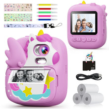 Carica l'immagine nel visualizzatore di Gallery, CAMCLID Macchina Fotografica Bambini Istantanea, 2,4 Pollici Digitale Fotocamera Bambini con 32GB Scheda e Carta Fotografica per Stampa, Regalo di Natale per Bambini dai 3-12 Anni (Viola)