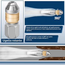 Carica l'immagine nel visualizzatore di Gallery, 15M Sonda Sturatubi, 180Bar 60°C Tubo Idropulitrice, Sturatubi Idropulitrice mit Rohrreinigungsdüse Starr &amp; Rotierend, P