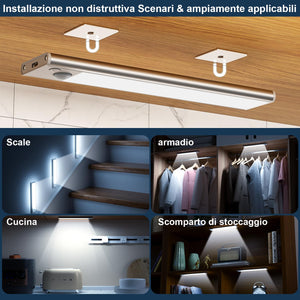 Luce LED Sottopensile Cucina Luci - Sensore Batteria Armadio Lampada Ricaricabile Magnetica Movimento Senza Fili Striscia Lampade Barra USB Interno Strisce Light Adesive Sotto Pensile Illuminazione