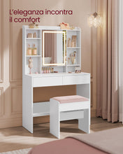Carica l&#39;immagine nel visualizzatore di Gallery, VASAGLE Sgabello Toeletta Trucco, Sgabello Imbottito Postazione Trucco, Velluto, Piedini con Cuscinetti Antiscivolo, Camera da Letto Cabina Armadio Ingresso, Bianco Opaco e Rosa Pastello RDS001W01