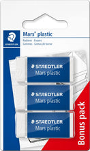Carica l'immagine nel visualizzatore di Gallery, STAEDTLER Mars plastic 526 53 Gomme – set da 3, lunga durata