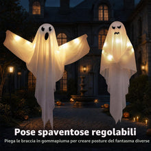 Carica l'immagine nel visualizzatore di Gallery, 2 fantasmi decorativi per Halloween, spaventosi, decorazione di Halloween da appendere con LED per esterni, giardino, te