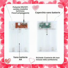 Carica l'immagine nel visualizzatore di Gallery, KATELUO Catena Luminosa a Forma di Cuore, 3 Metri Luci di Stringa di Cuore Lucine LED Decorative a Batteria, LED Stringa
